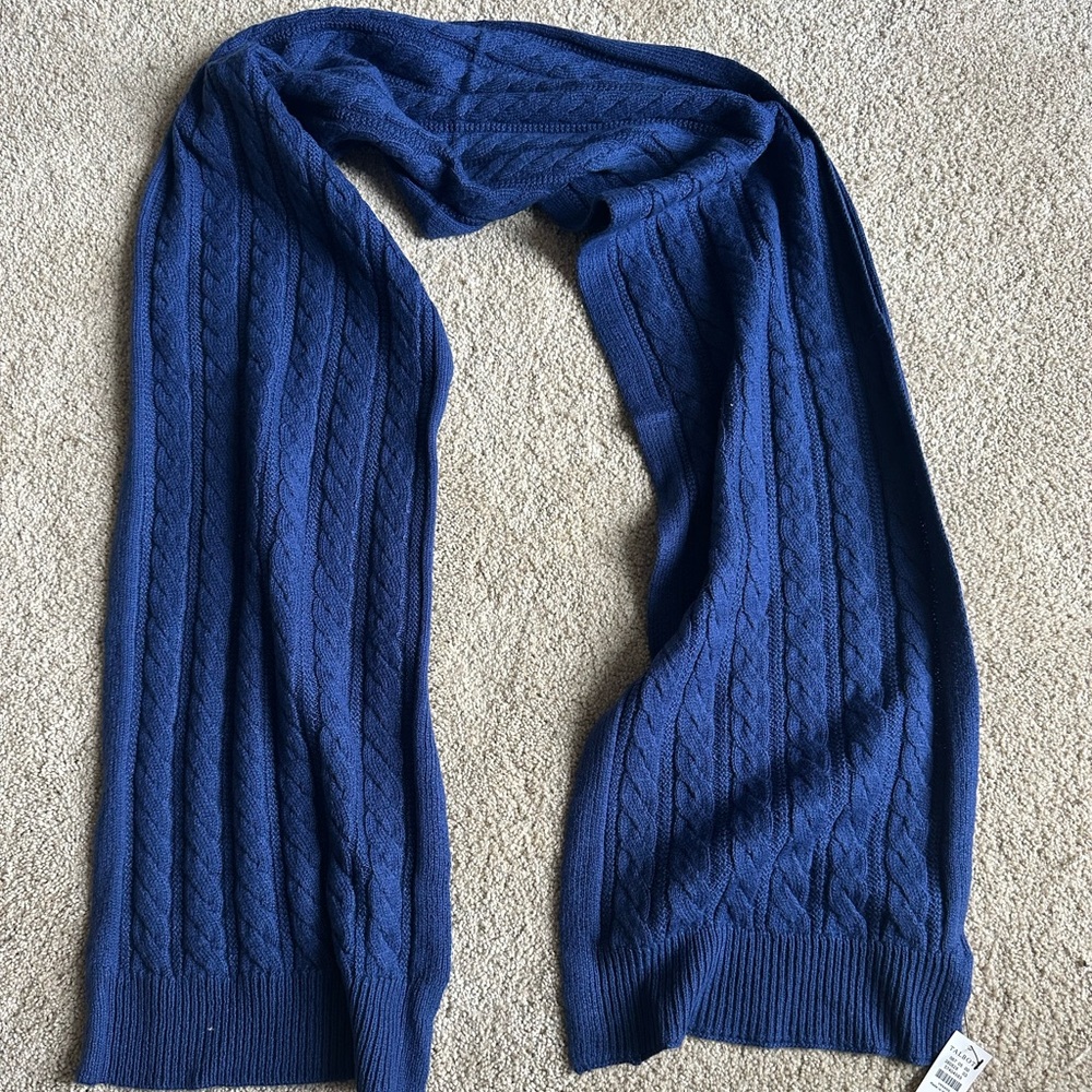 Talbots Cable Knit Scarf in Deep Blue